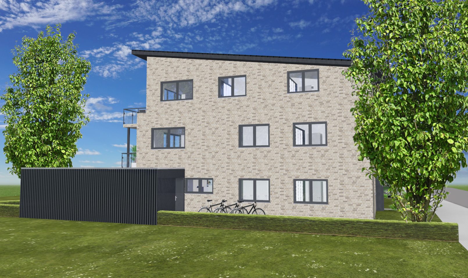 Neubau eines Mehrfamilienhauses in Rheine - Gartenansicht
