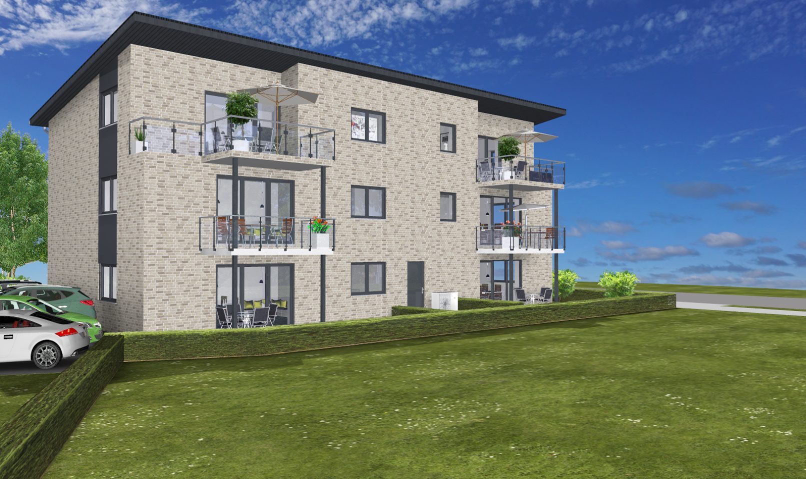 Neubau eines Mehrfamilienhauses in Rheine - Gartenansicht