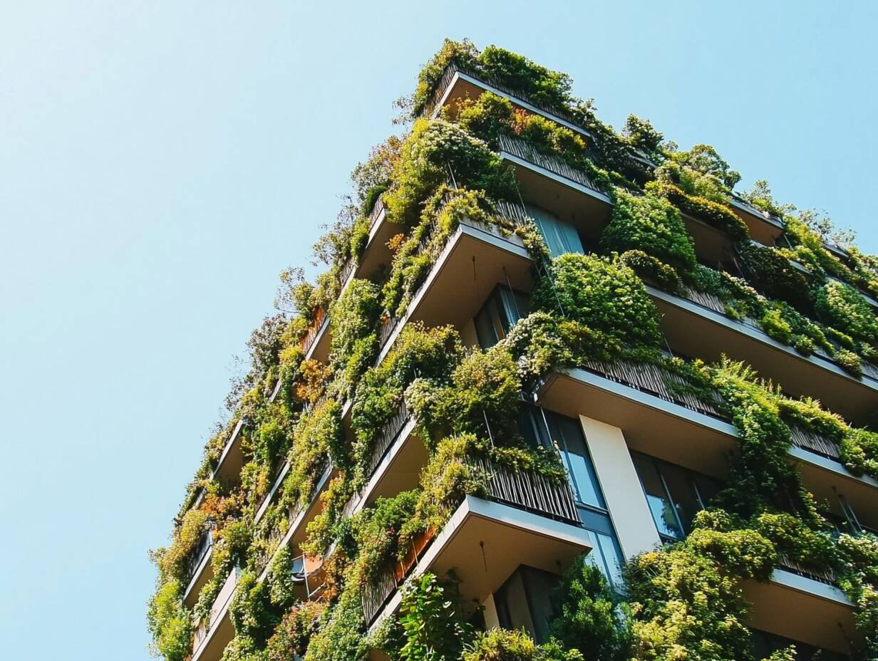 Moderner Bau mit grüner Fassade - Symbol für nachhaltiges Bauen und energieeffiziente Architektur in Lingen